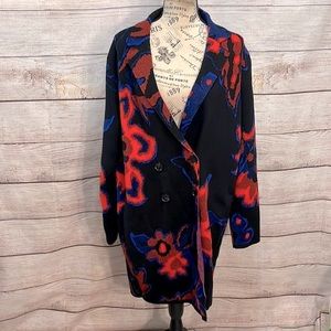 Banana Republic Long Cardigan Sweater Double Breasted Size Large Colorful Collar